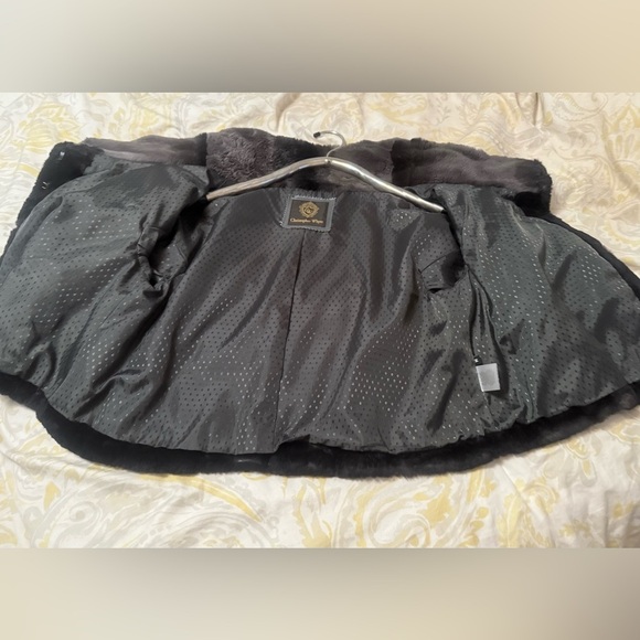 Christopher Whyte luxurious Jacket Women’s Sz M Gray Black Rabbit Fur Silk Lined - Picture 6 of 15